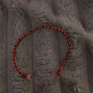Red and Colorful Threaded Bracelet